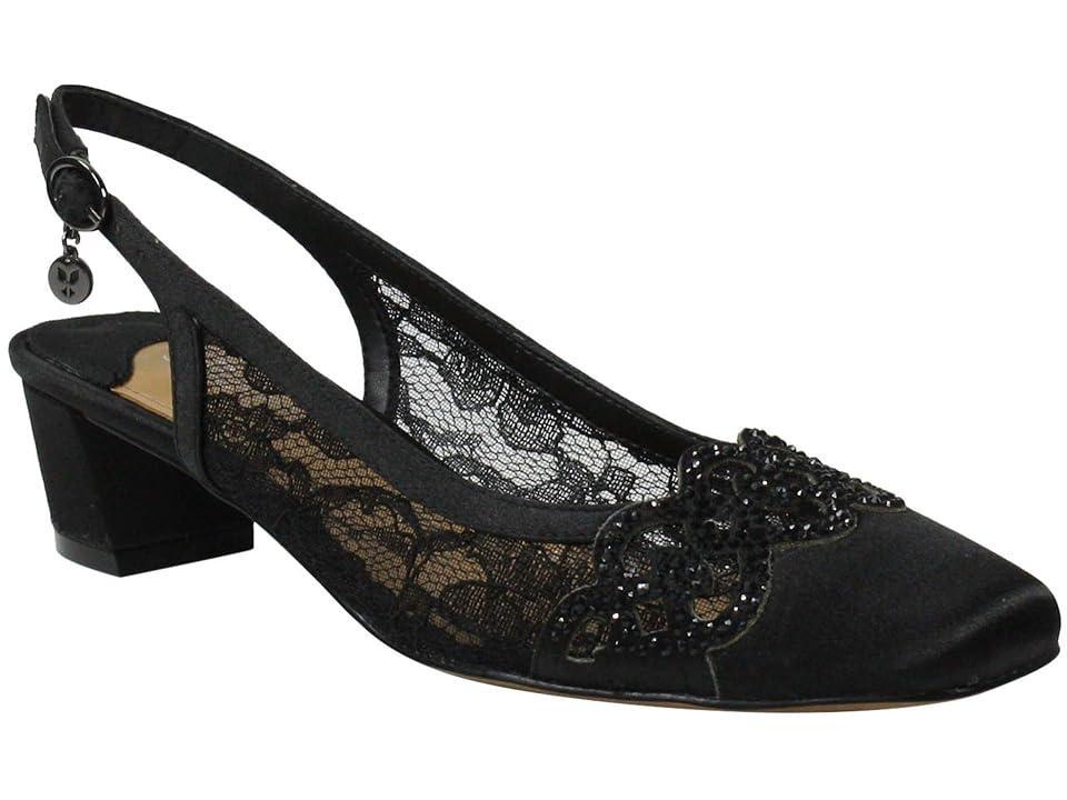 J. Renee Faleece Lace And Satin Slingback Block Heel Pumps Product Image