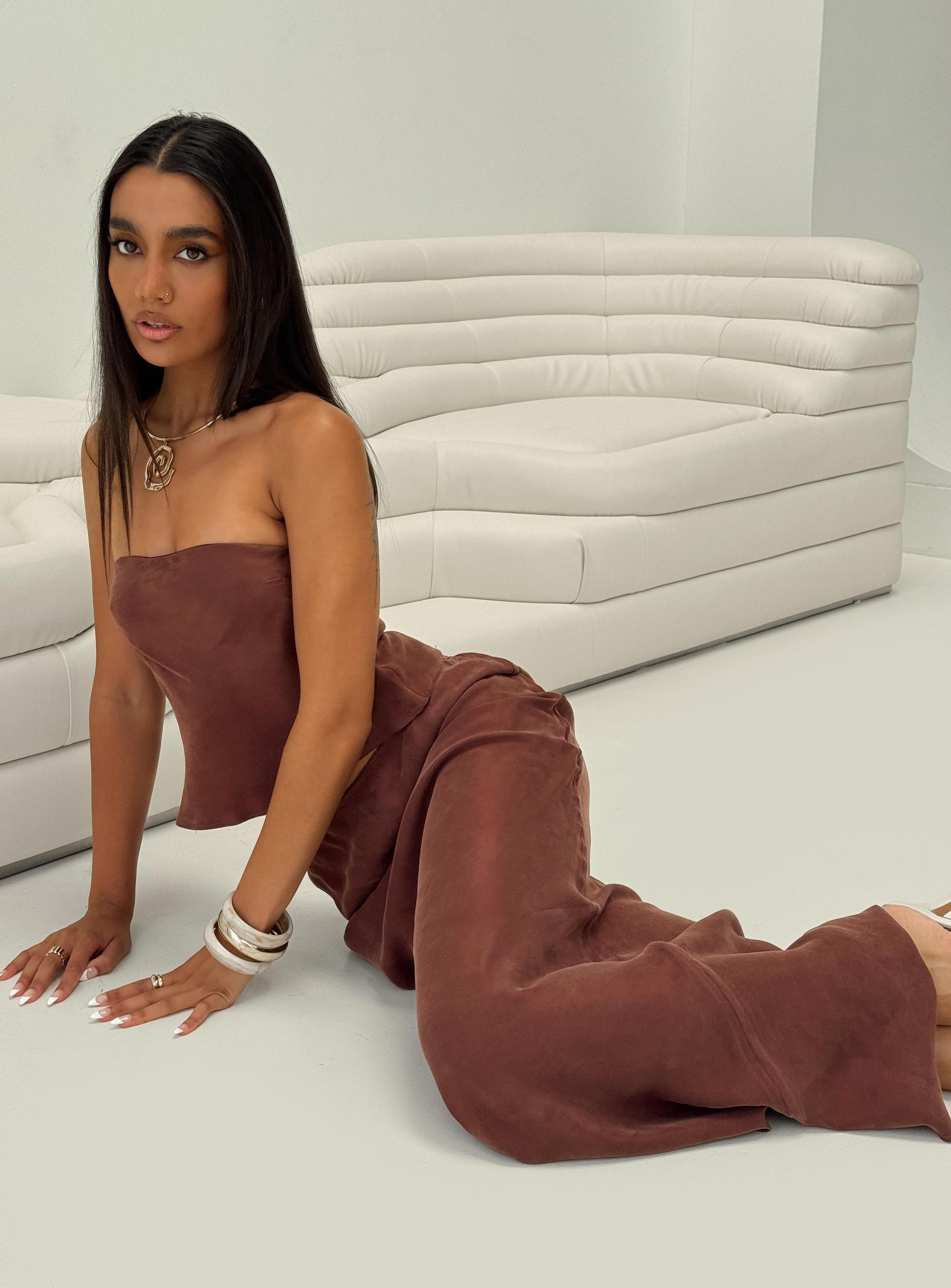 Lucelia Maxi Skirt Brown Product Image