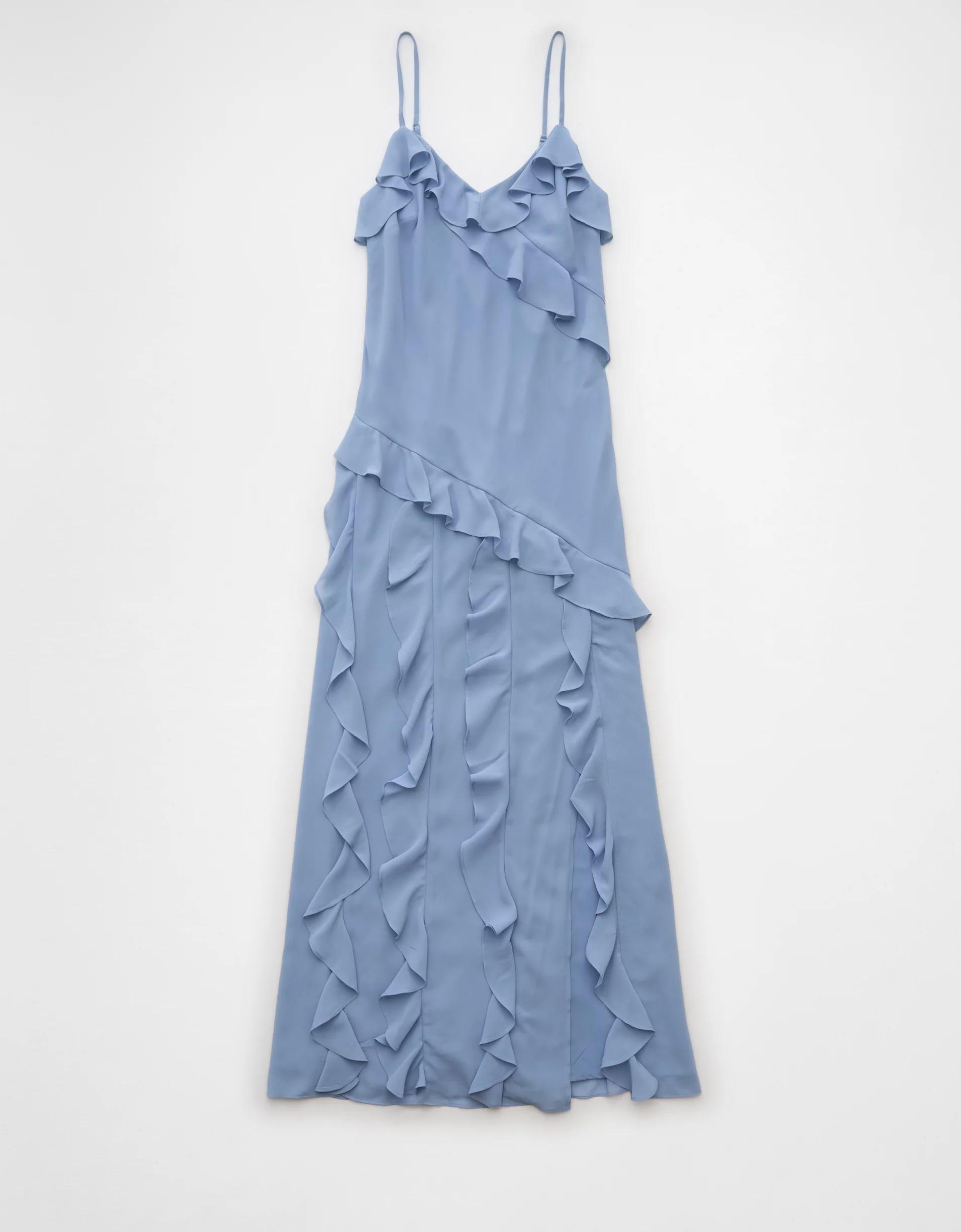 AE Asymmetrical Ruffle Maxi Slip Dress Product Image