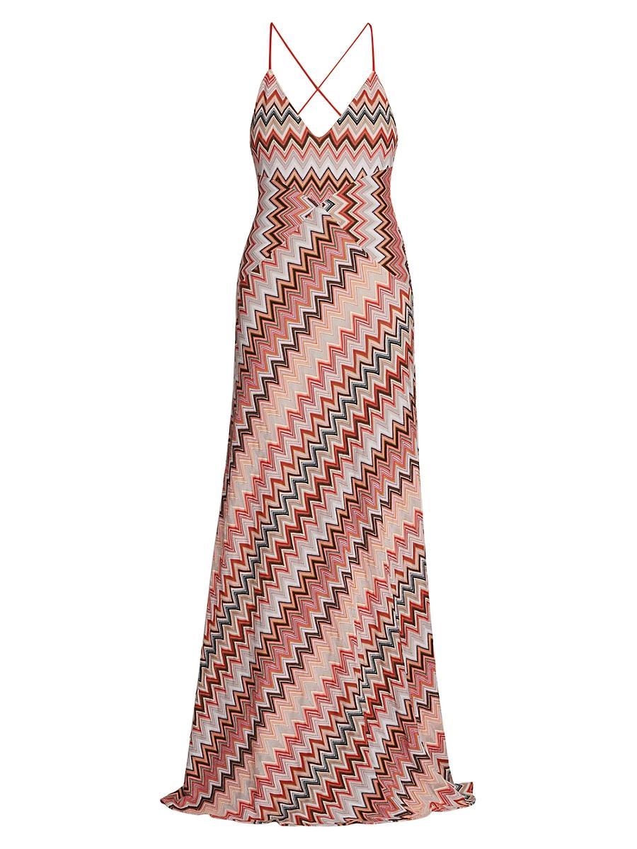 Womens Zigzag Knit Sleeveless Maxi Dress Product Image