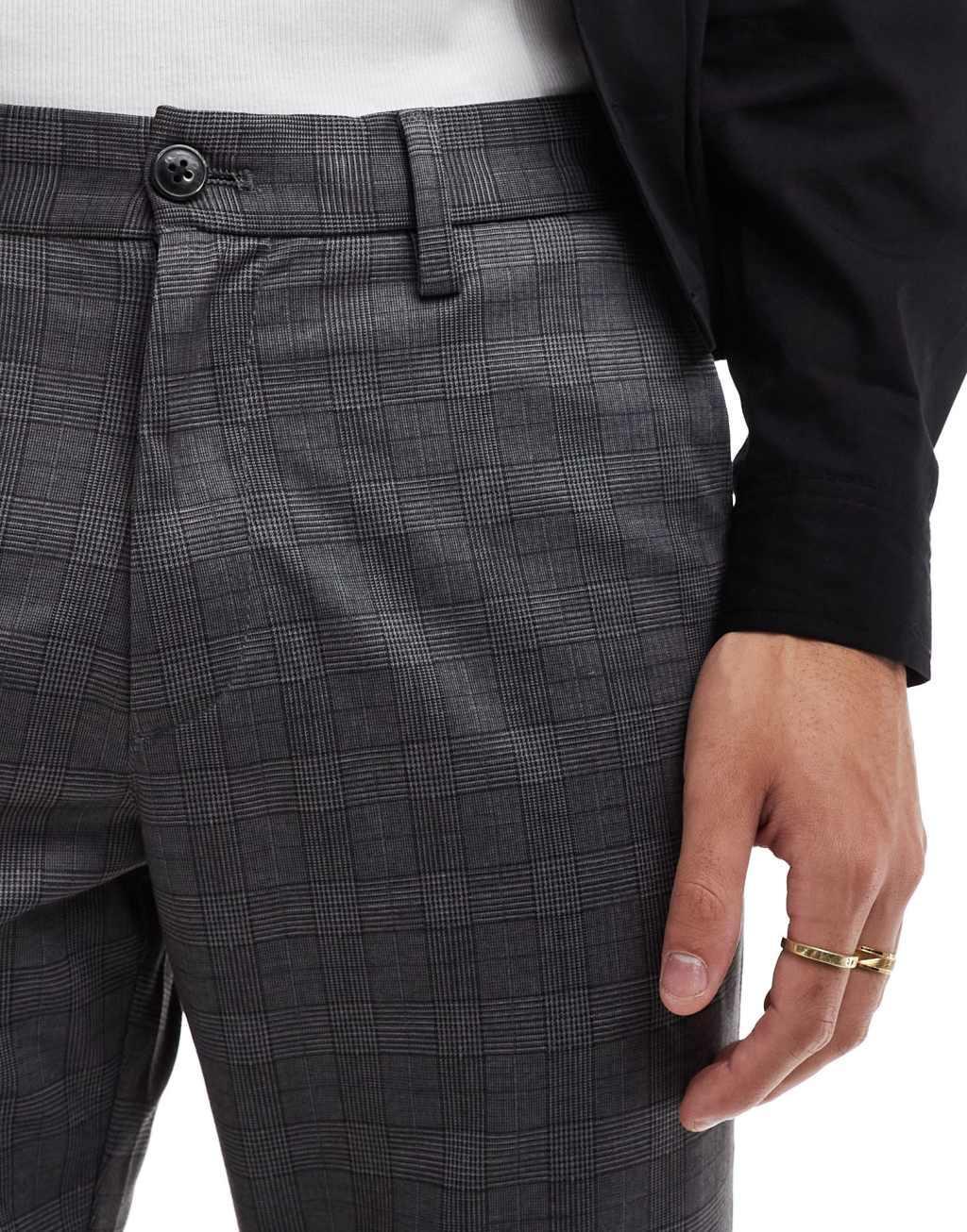 Jack & Jones slim smart pants in gray check  Product Image