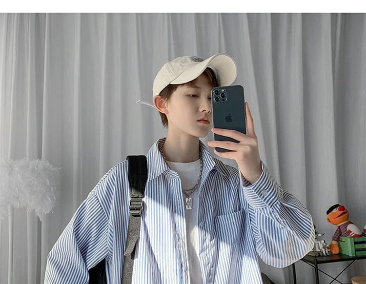 Long Sleeve Striped Button Up Shirt Product Image