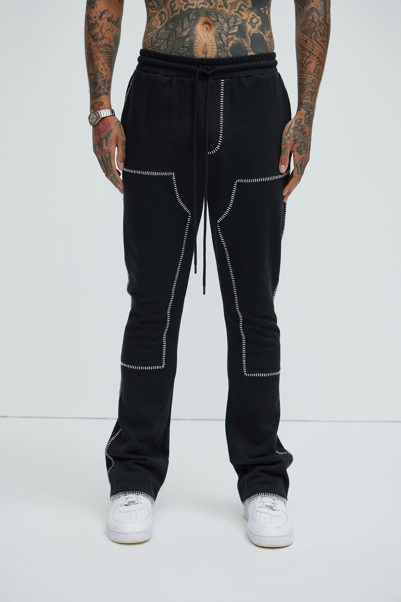 Tyson Stitch Skinny Flared Sweatpants - Black Product Image