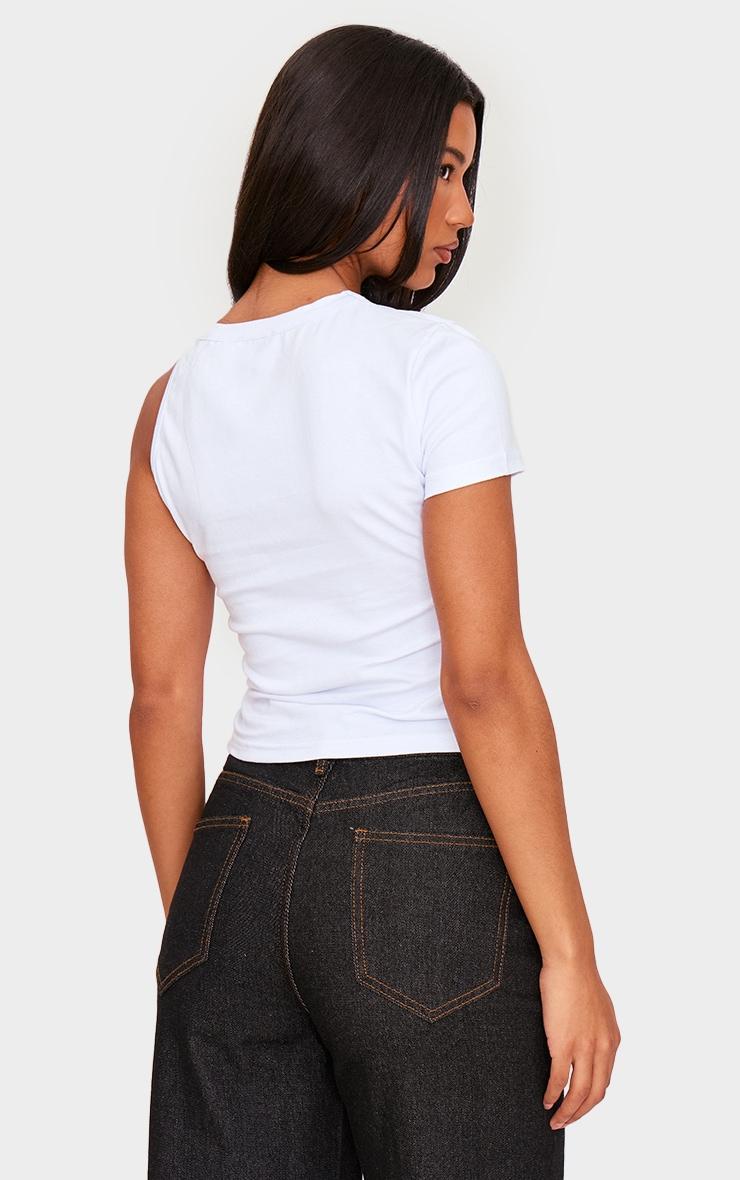 White One Sleeve Twist Detail Long Top Product Image