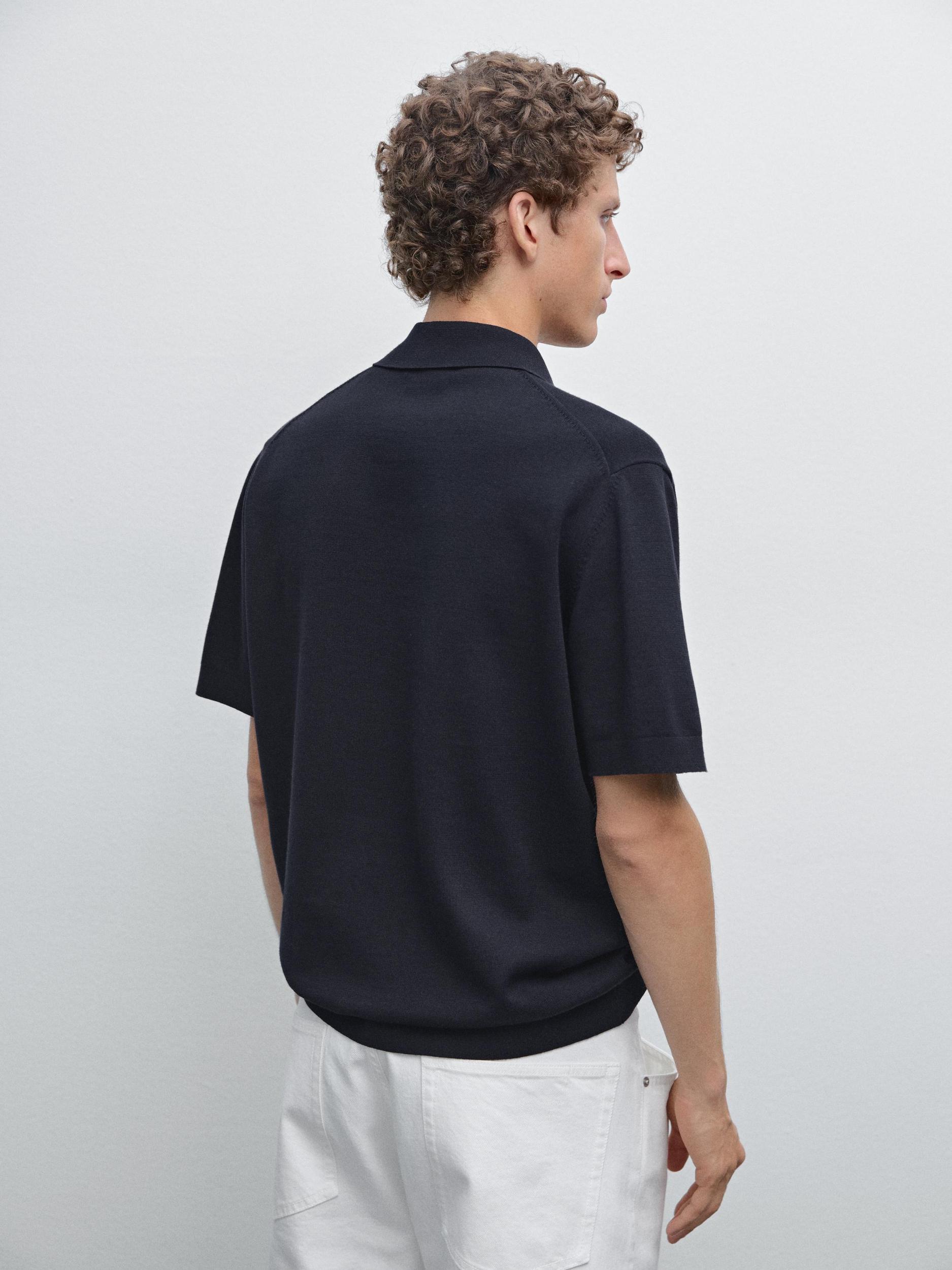Cotton knit quarter-zip polo shirt Product Image