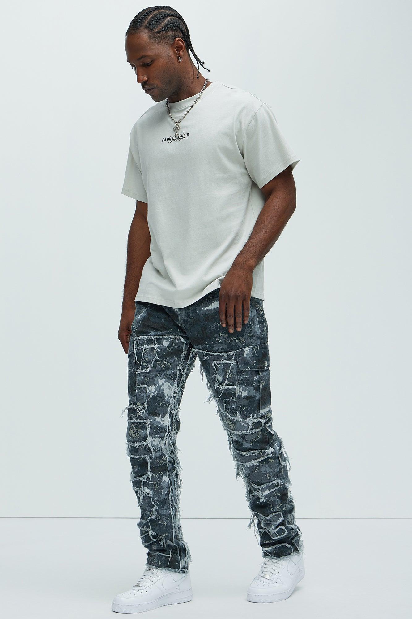 Got Me Distressed Straight Cargo Straight Pants - Camouflage Product Image