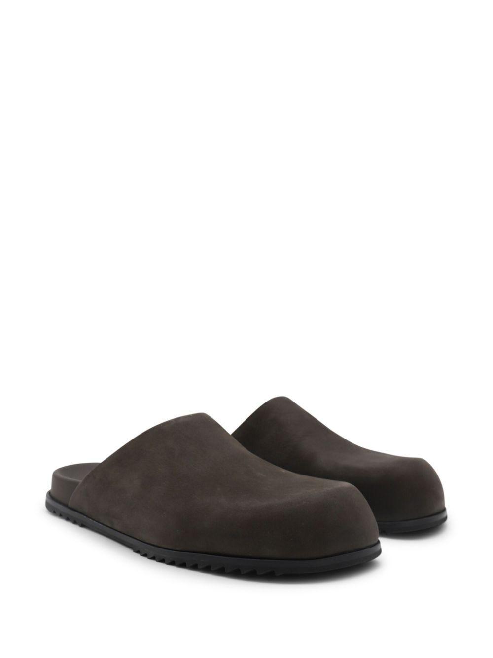 RICK OWENS Nubuck Sliders In Black Product Image