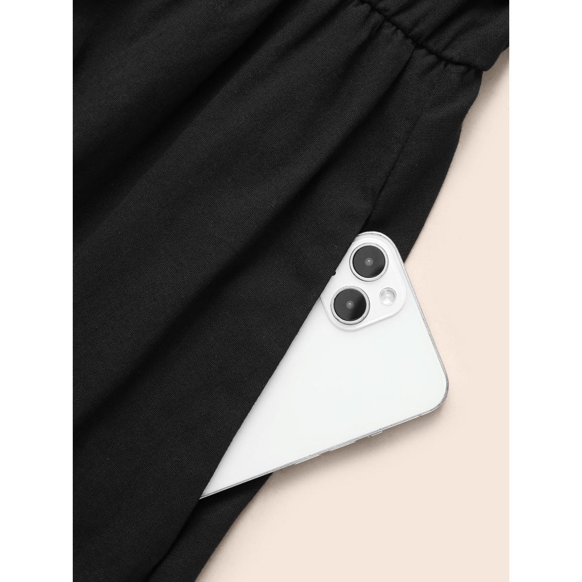 Plus Size Boho Print Overlap Collar Midi Dress Black Women Resort Non Overlap Collar Long Sleeve Curvy BloomChic 18-20/2X Product Image