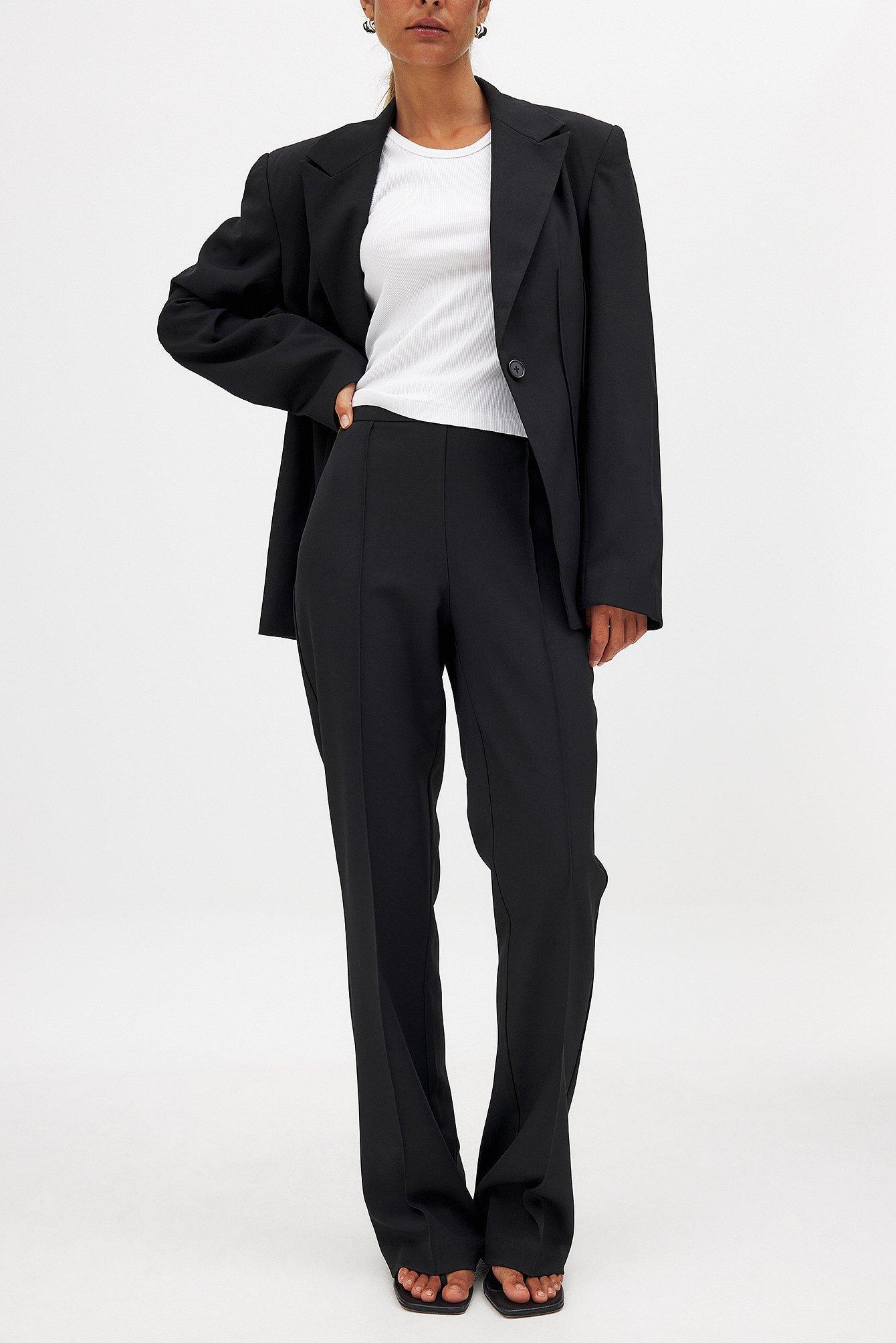 Flared Mid Waist Suit Pants Product Image