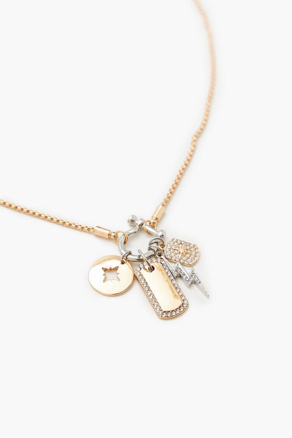 Rhinestone Dog Tag Charm Necklace | Forever 21 Product Image