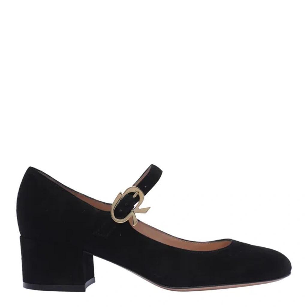 GIANVITO ROSSI Suede Block-heel Mary Jane Pumps In Black Product Image