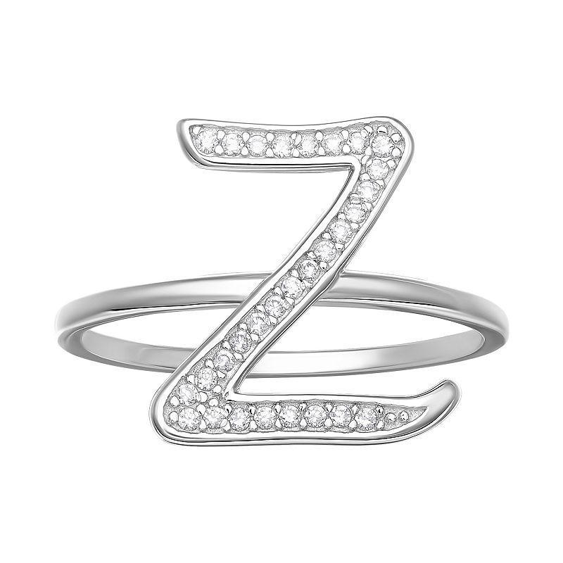 PRIMROSE Sterling Silver Cubic Zirconia Initial Ring, Women's, Size: 8, Sterling Silver X Product Image