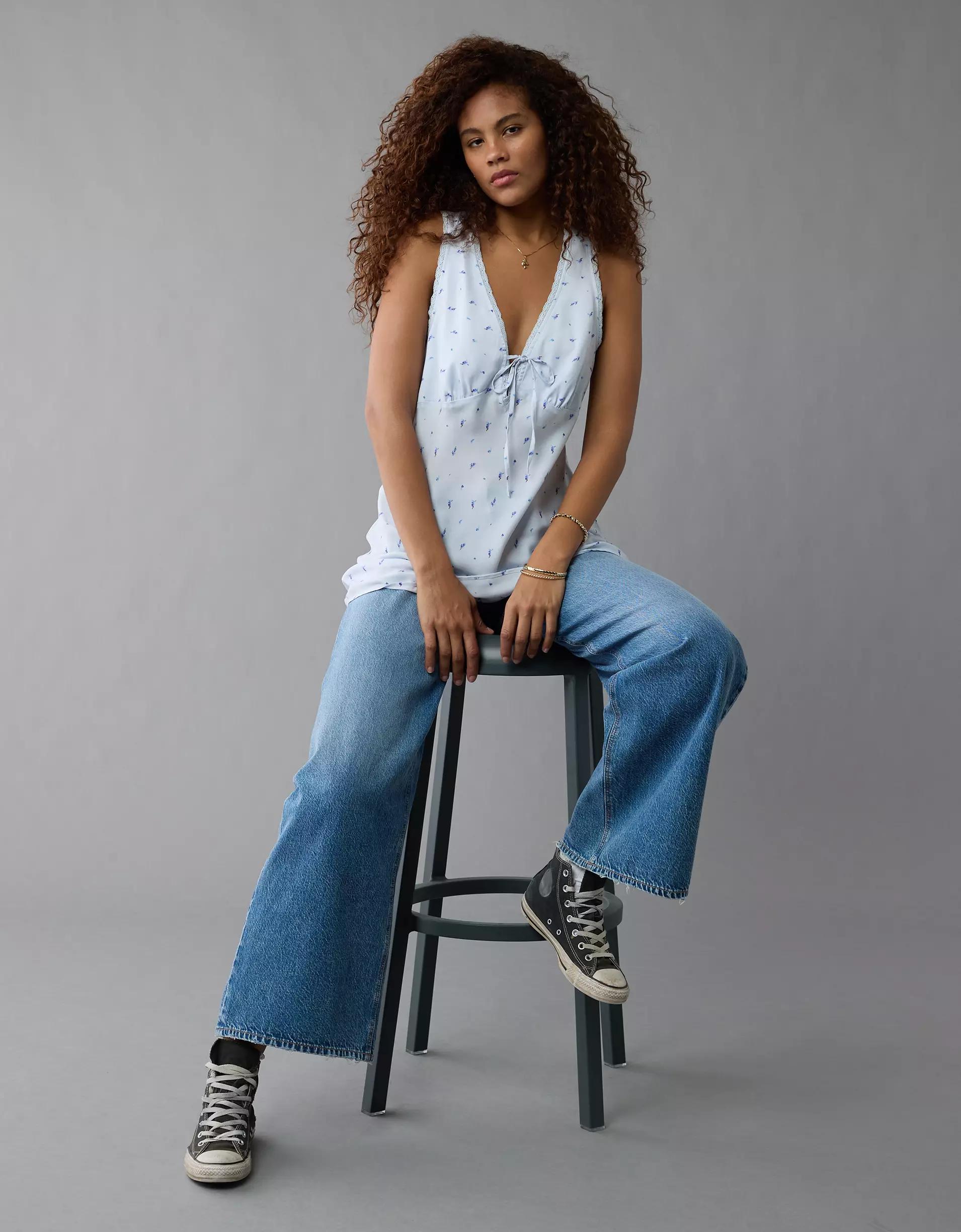 AE Tie Front Mini Slip Dress Product Image