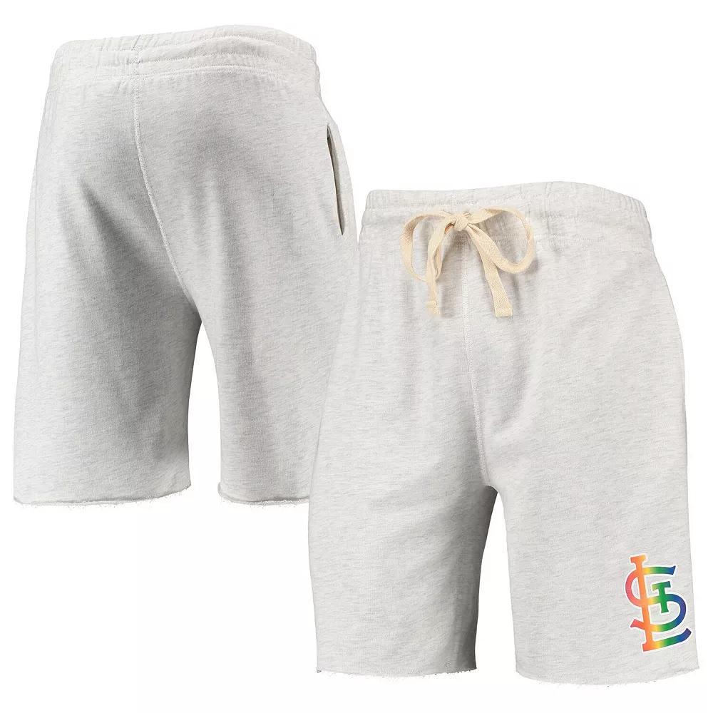Men's Concepts Sport Oatmeal St. Louis Cardinals Mainstream Logo Terry Tri-Blend Shorts,  Product Image