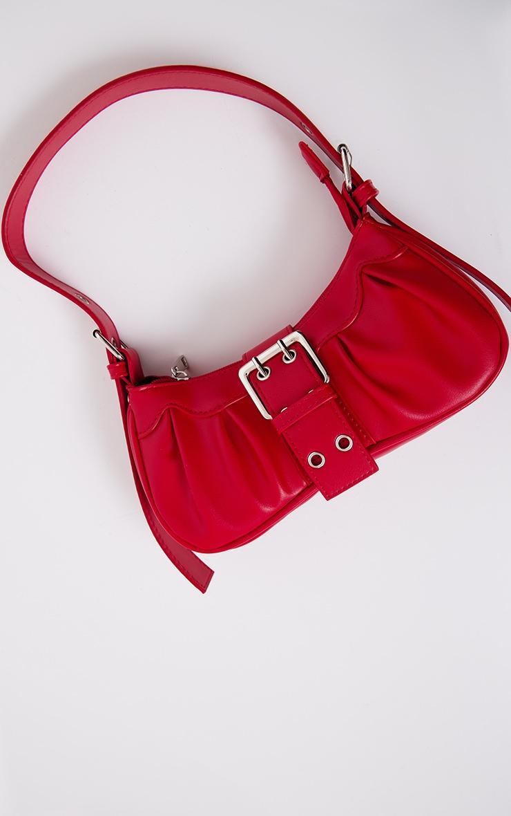 Red PU Eyelet Buckle Shoulder Bag Product Image