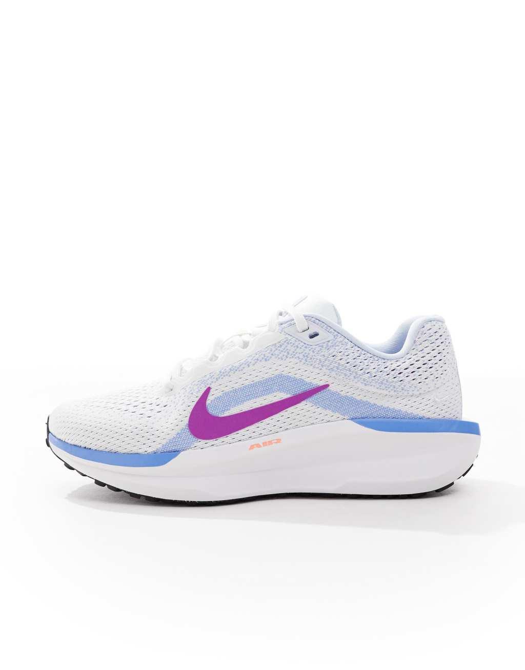 Nike Running Winflo 11 sneakers in white and blue Product Image