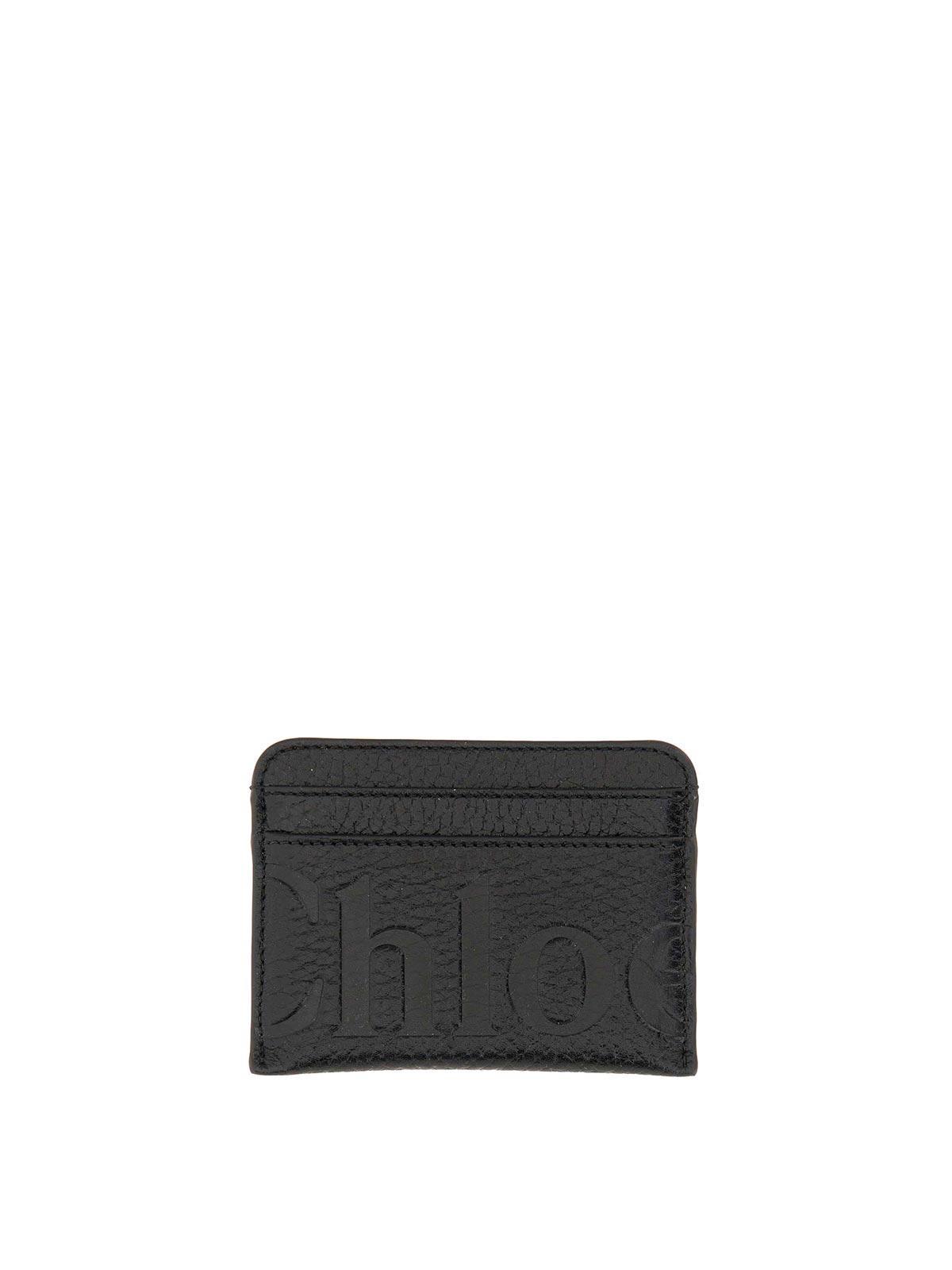 CHLOÉ Leather Card Holder In Black Product Image