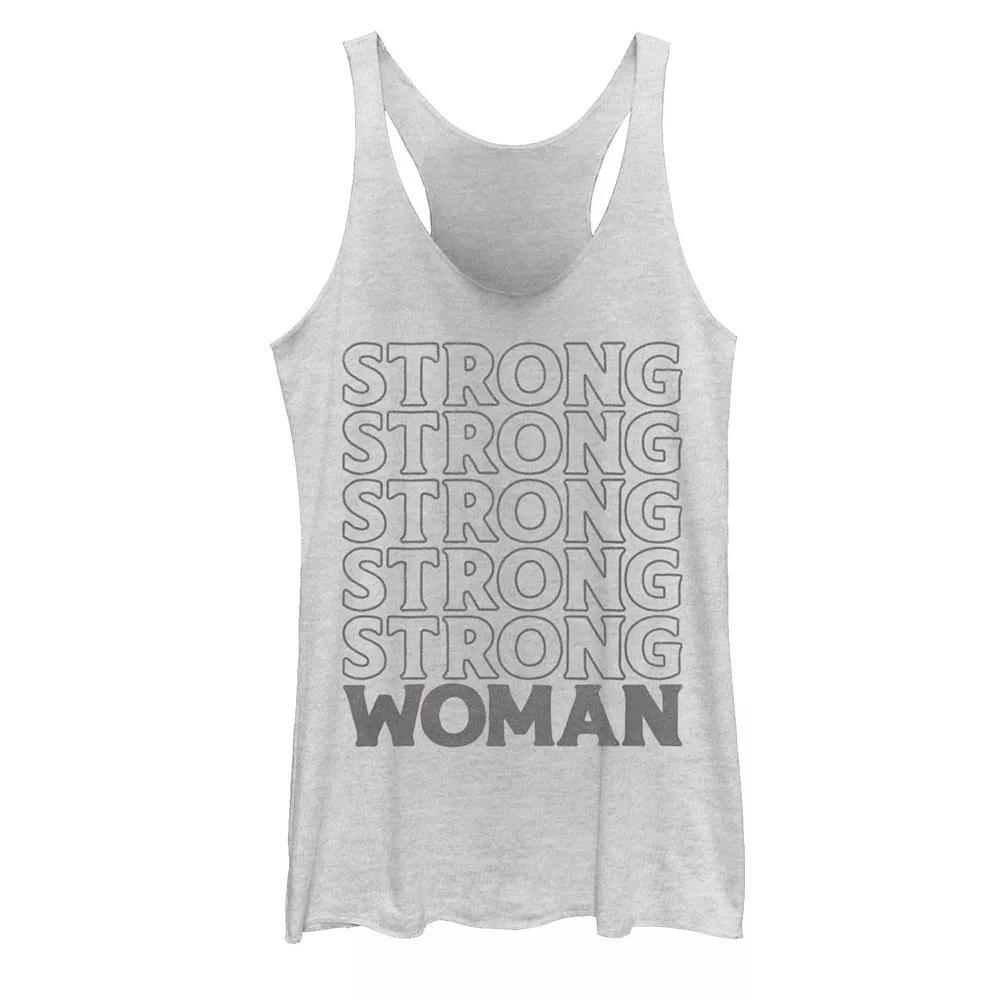 Juniors' "Strong Woman" Word Stack Tank Top, Girl's, Size: Large, White Grey Product Image