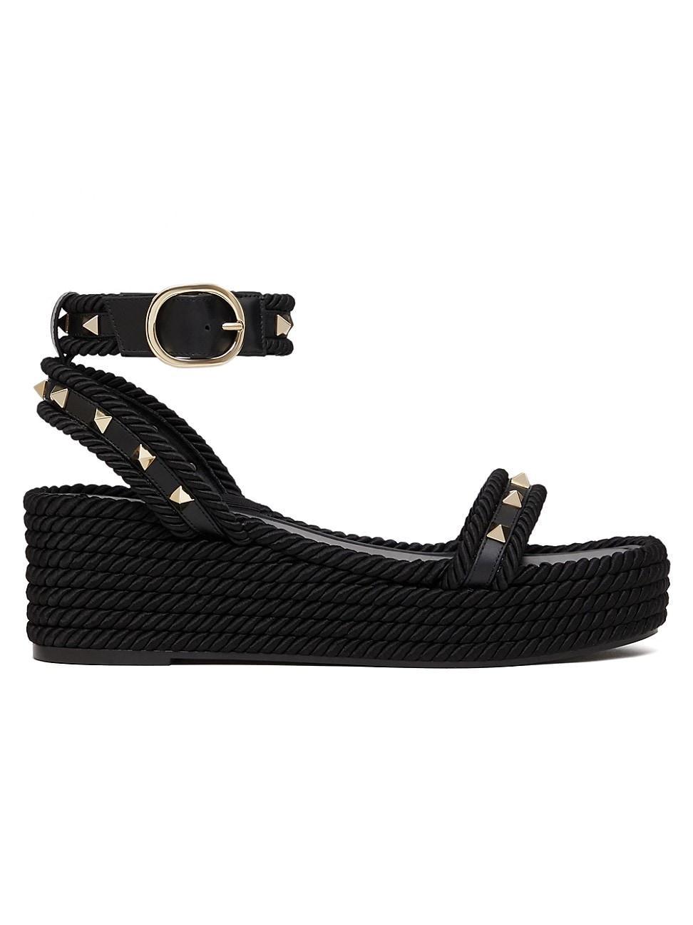 Womens Rockstud 45MM Flatform Sandals in Calfskin Product Image