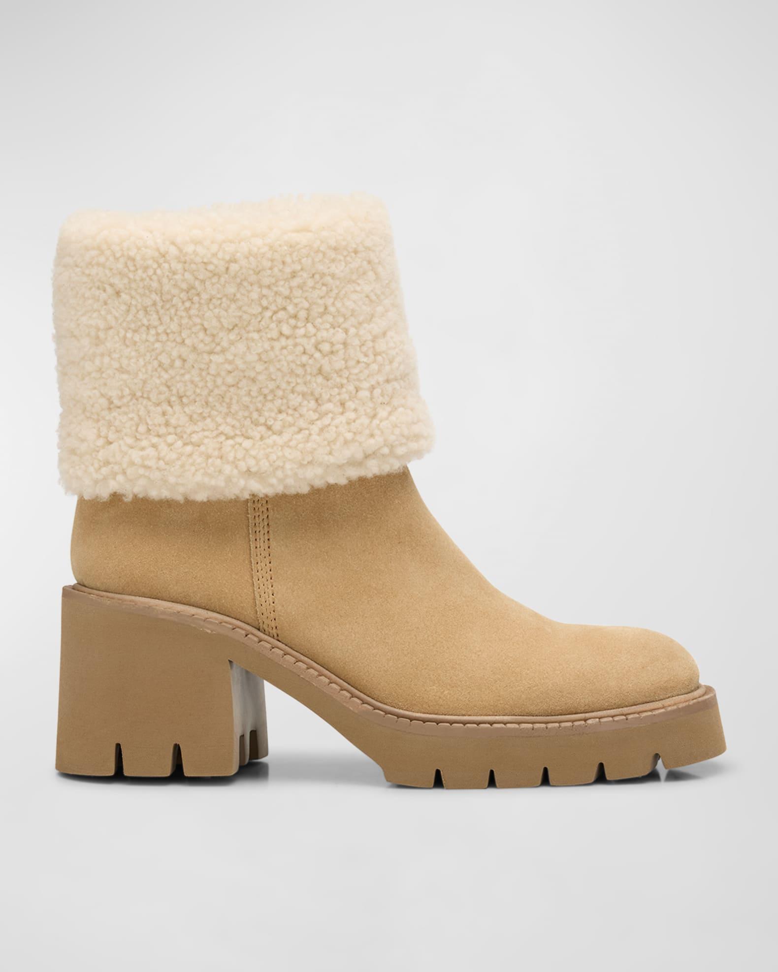 Zarela Suede Shearling Ankle Booties Product Image