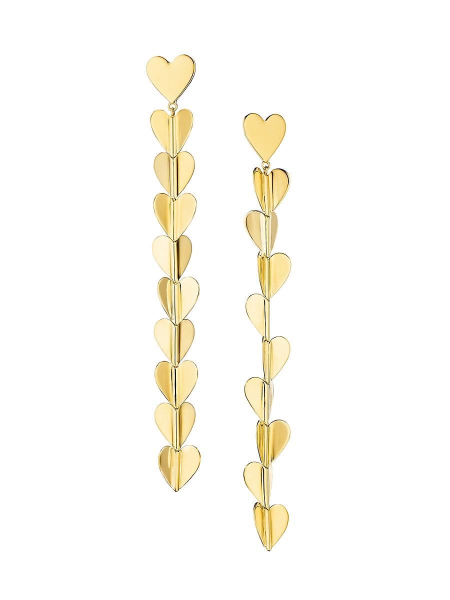 Womens Endless Wings Of Love 18K Yellow Gold Medium Heart Drop Earrings Product Image