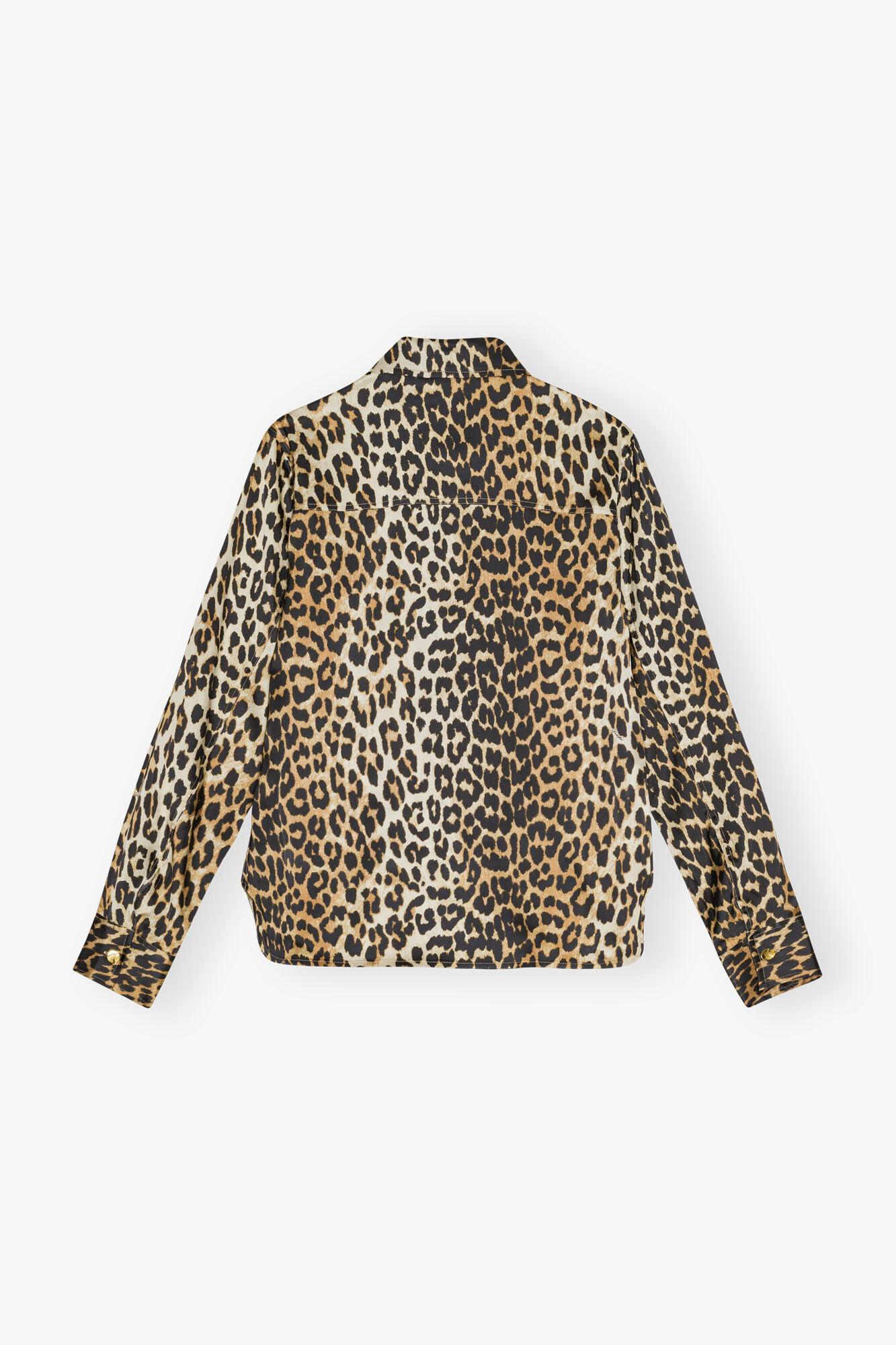 Leopard Print Satin Shirt Product Image
