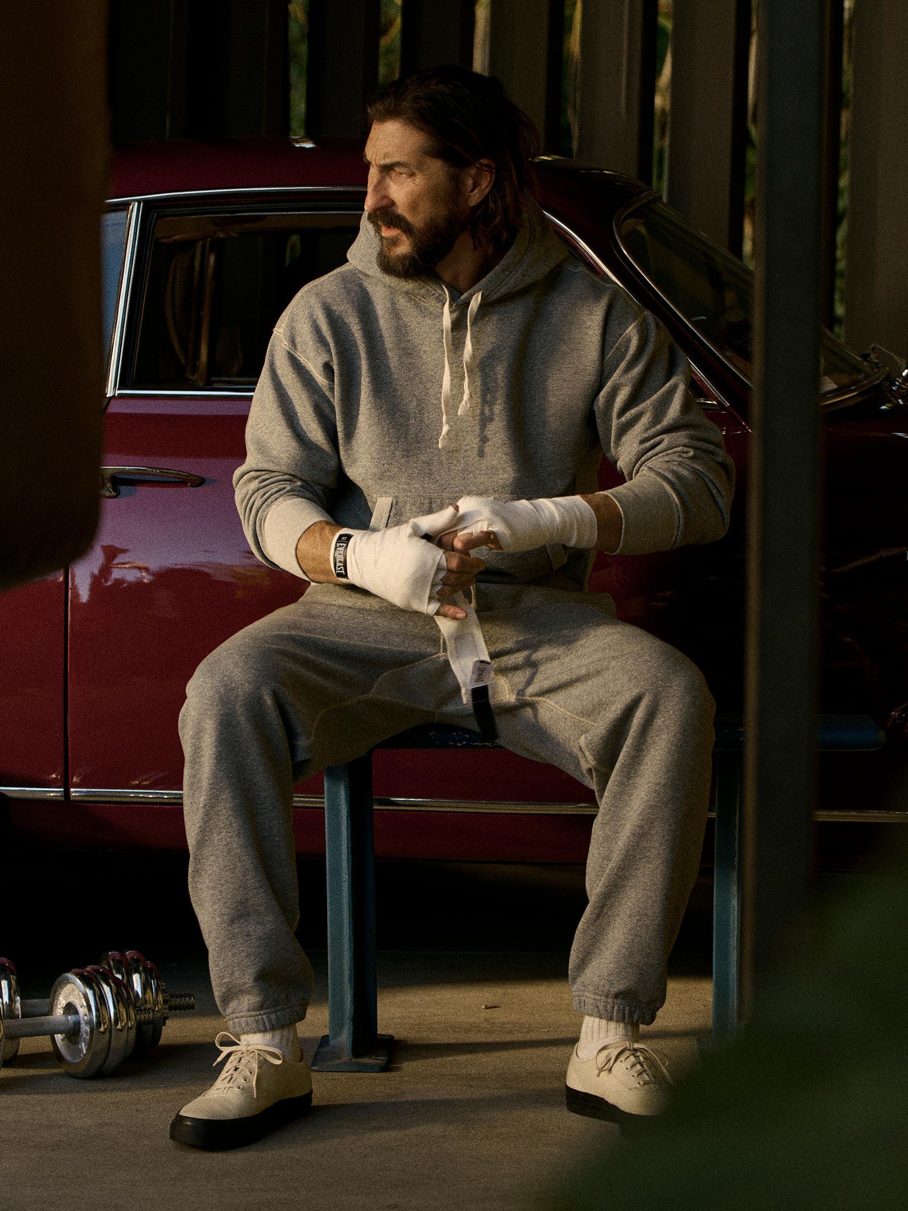 Two Tone Heather Grey Welterweight Hooded Sweatshirt Product Image