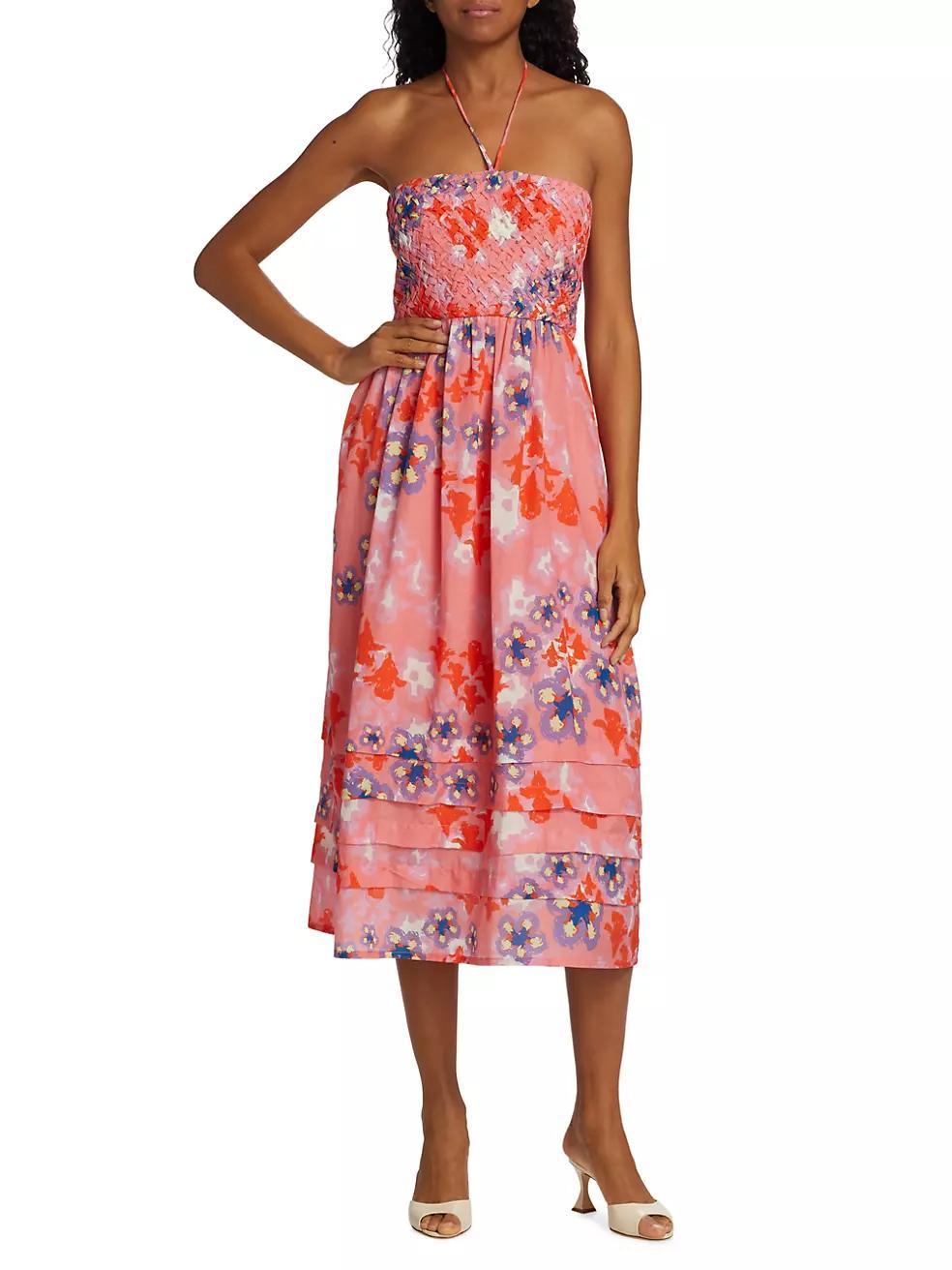 Caterina Floral Halter-Neck Midi-Dress Product Image