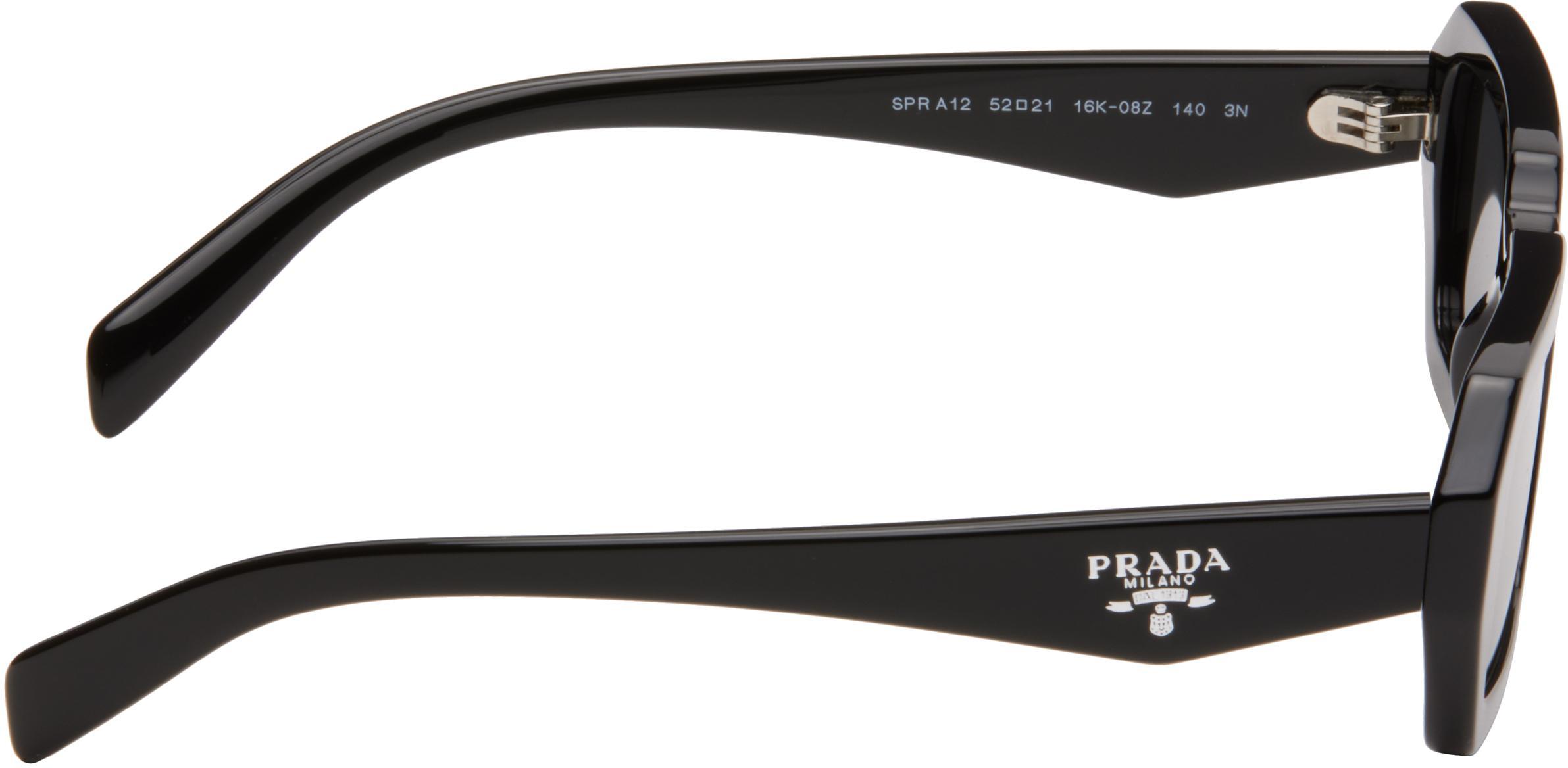 PRADA Black Angular Rectangle Acetate Sunglasses In 16k08z Product Image