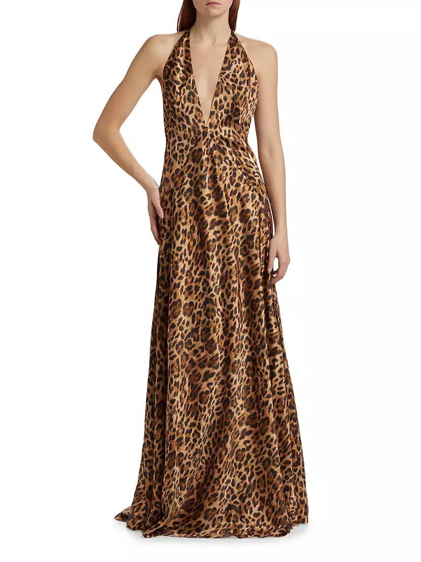 Alexandra Silk Leopard Maxi Gown Product Image