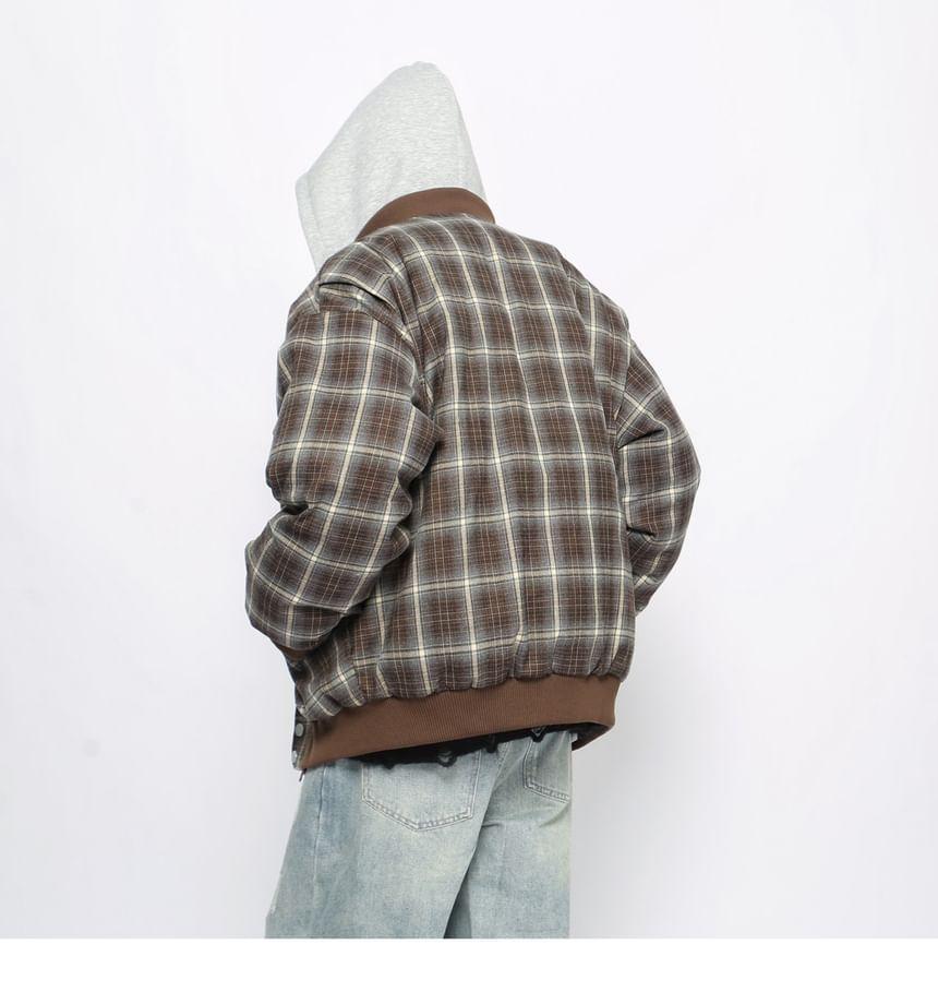 Plaid Hooded Zip Jacket Product Image