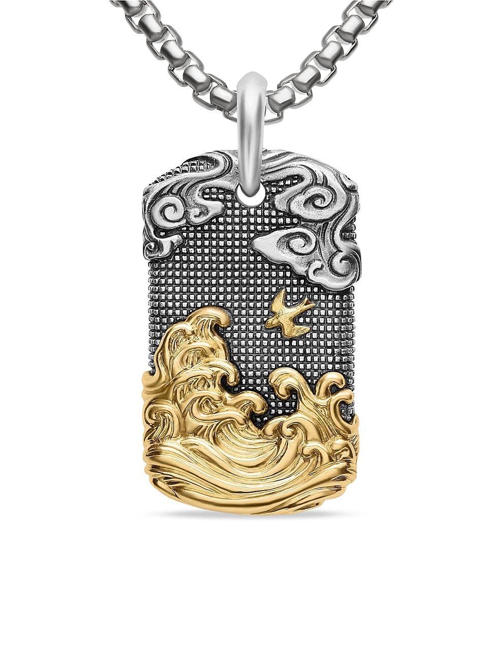 Mens Waves Tag in Sterling Silver with 18K Yellow Gold, 42MM Product Image