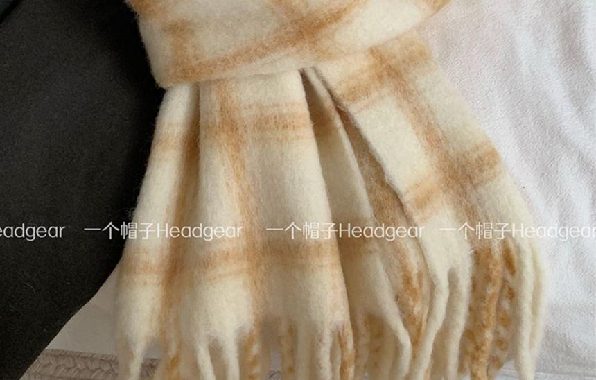 Plaid Fringed Trim Scarf Product Image