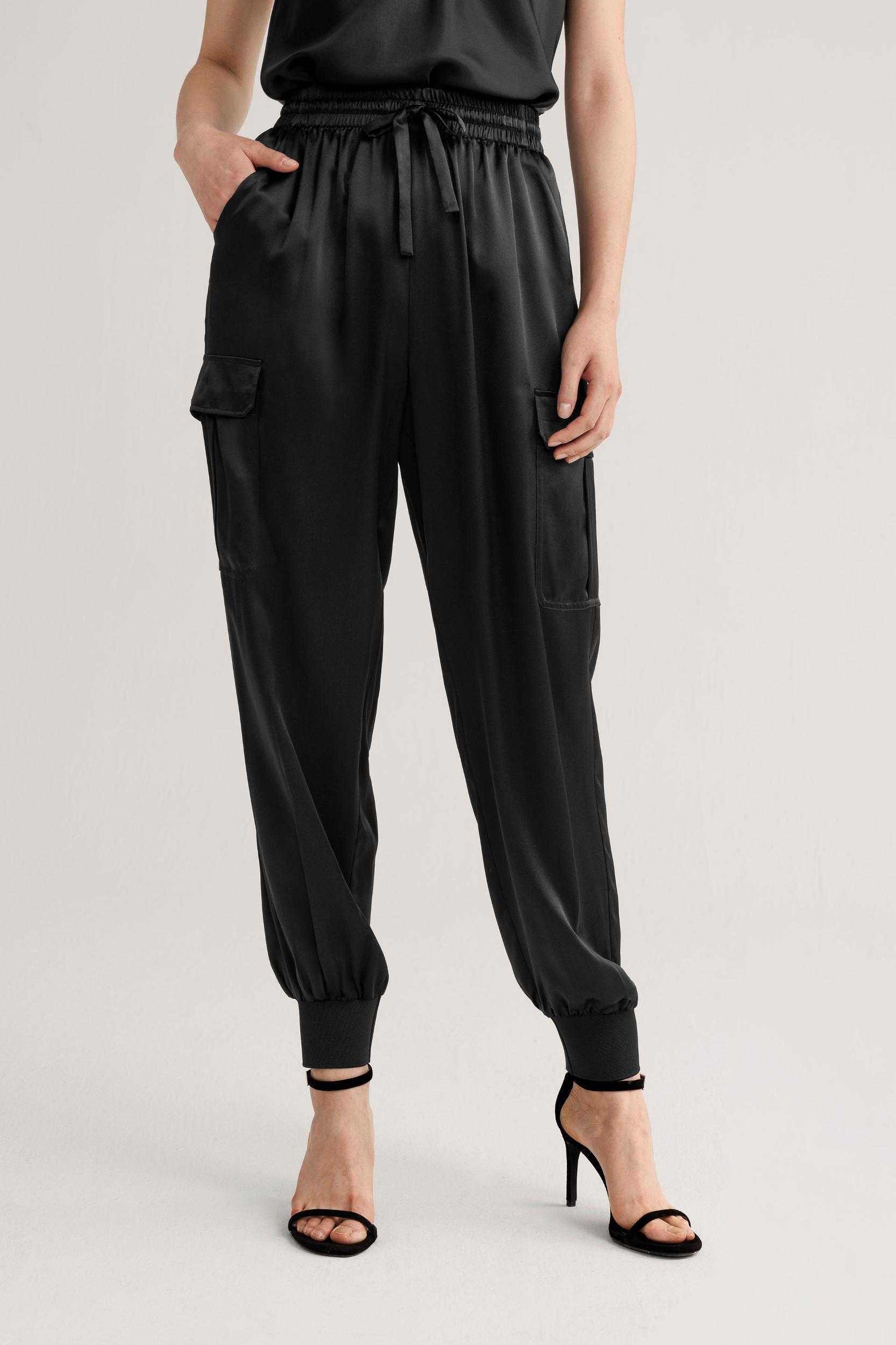 LILYSILK Silk Pants Women Black Sandwashed Silk Wrinkle-Resistant Comfort-Meets-Style Mid-Rise Stretchable Trouser Legs for Holiday 12 Product Image