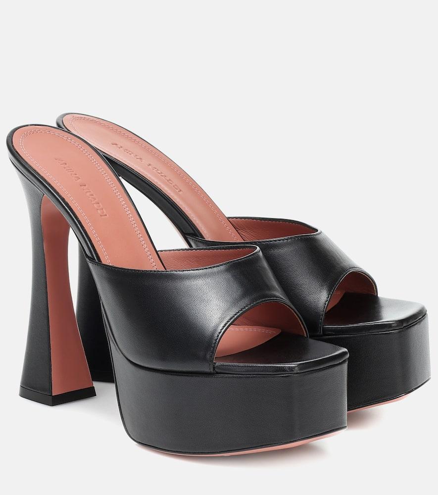 AMINA MUADDI Dalida Leather Platform Sandals In Black Product Image