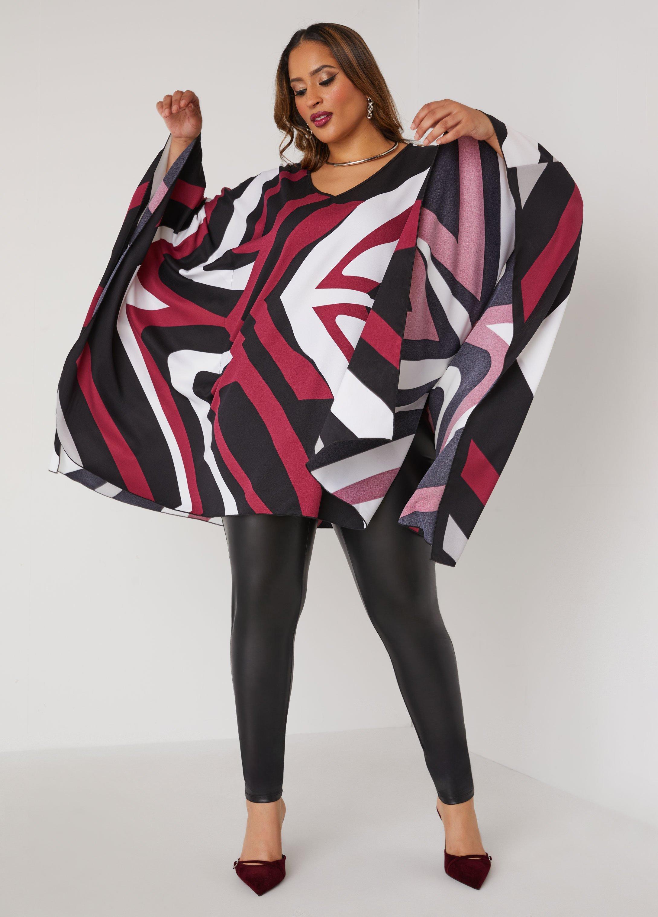 Printed V Neck Poncho Product Image