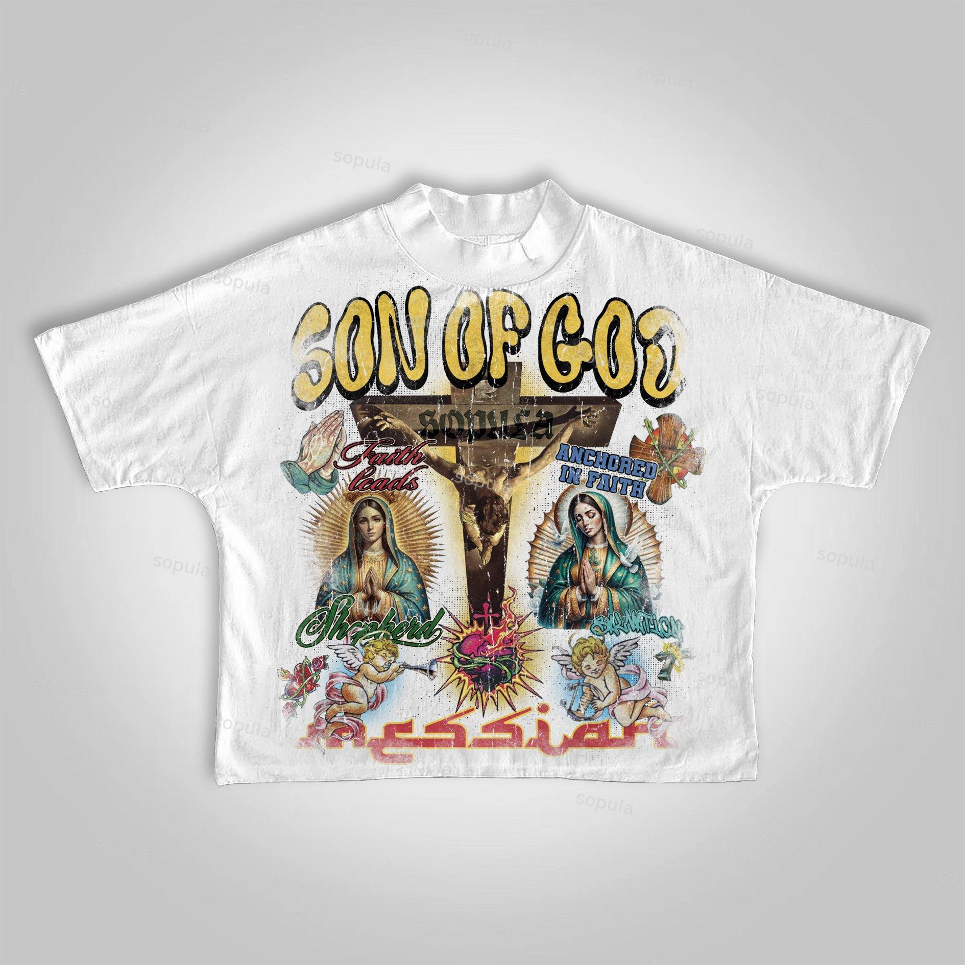 Sopula Son Of God Vintage Collage Graphics Cropped T-Shirts Product Image