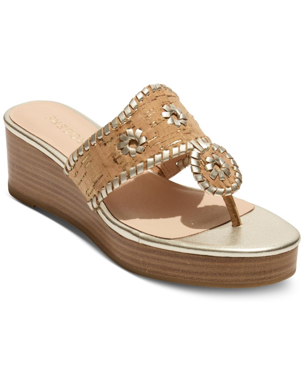 Jack Rogers Jacks Cork Platform T-Strap Thong Wedge Sandals Product Image