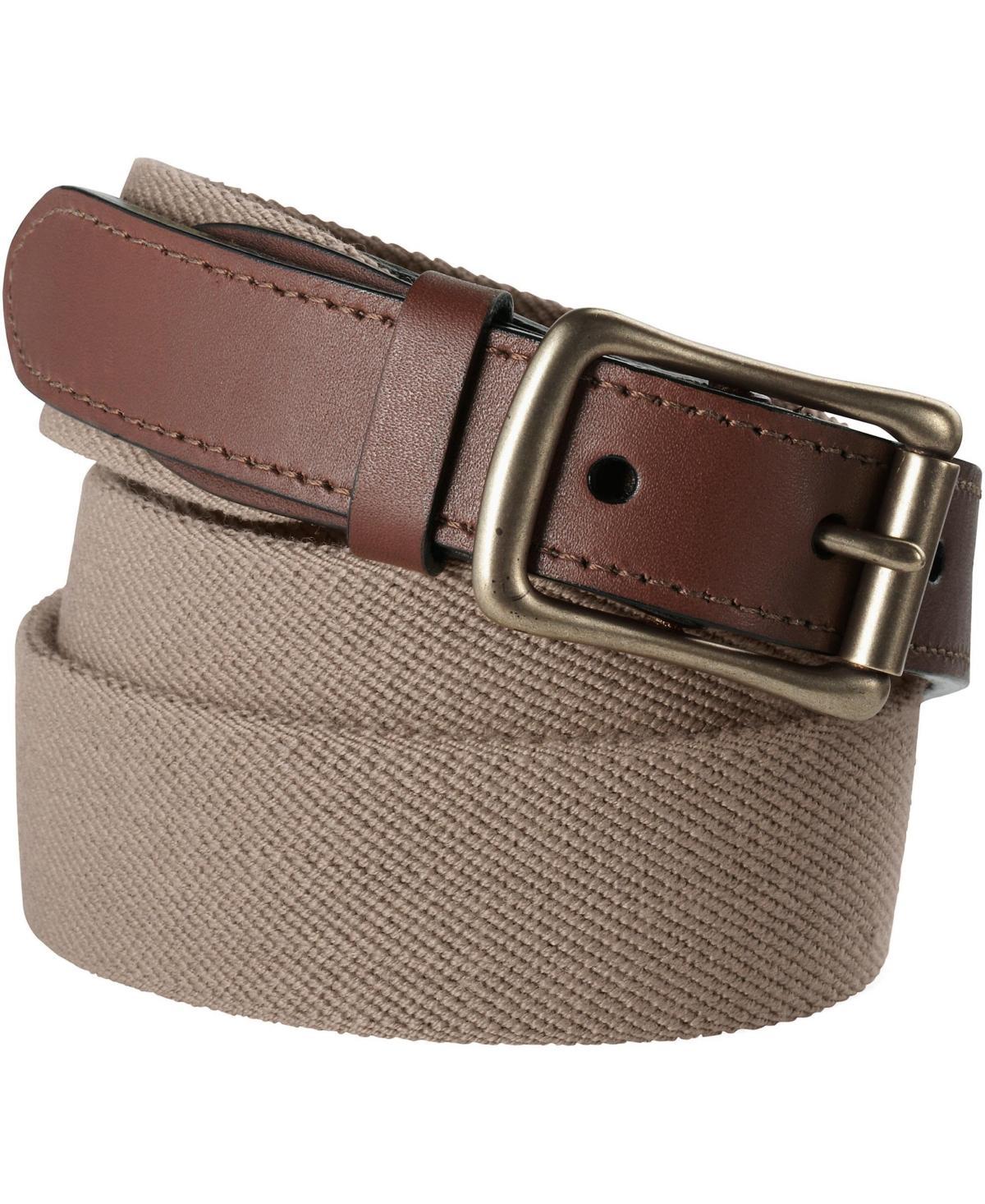 Big & Tall Lands End Elastic Surcingle Leather Trim Belt Green Product Image