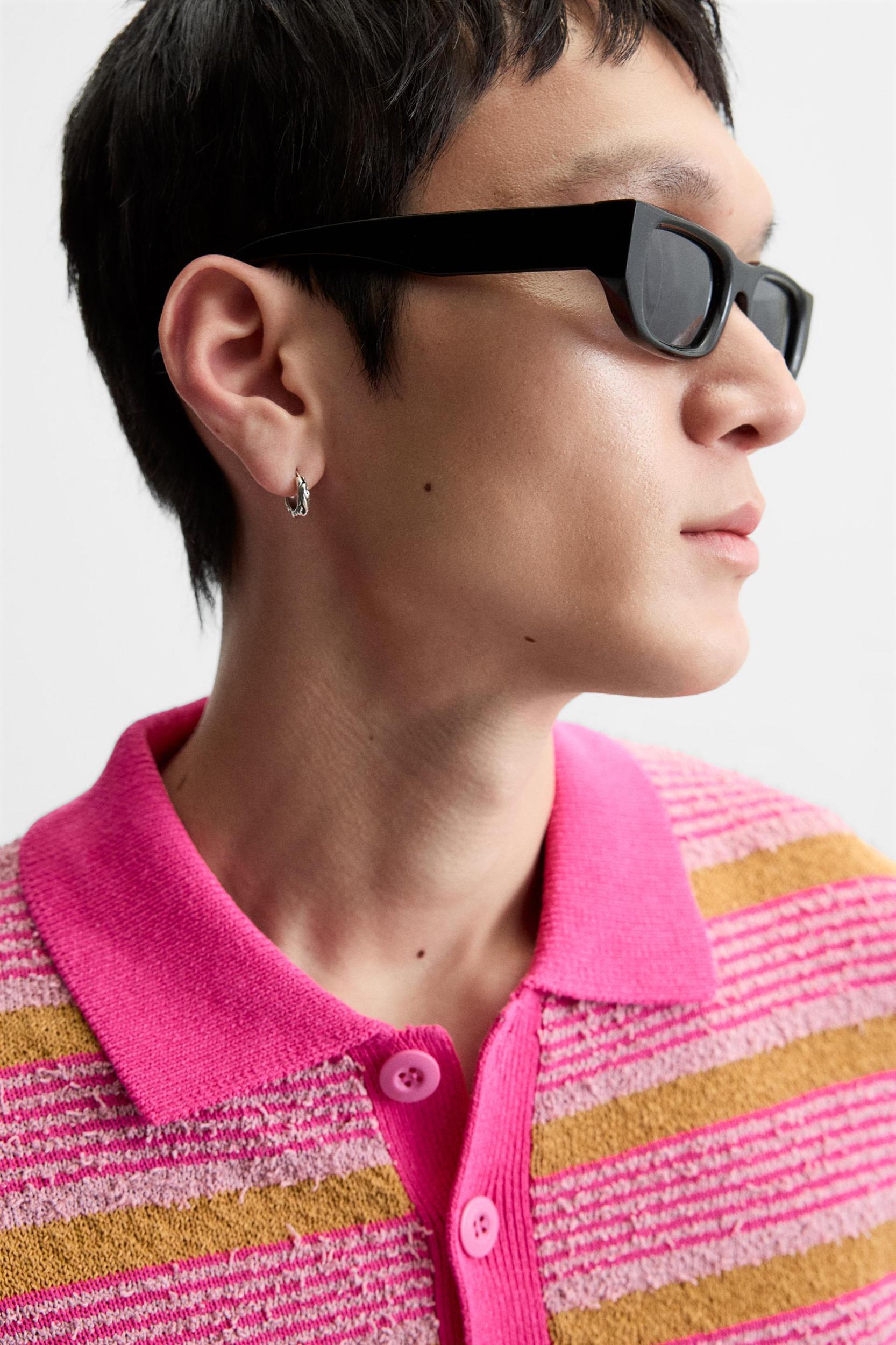 TEXTURED STRIPE KNIT POLO Product Image