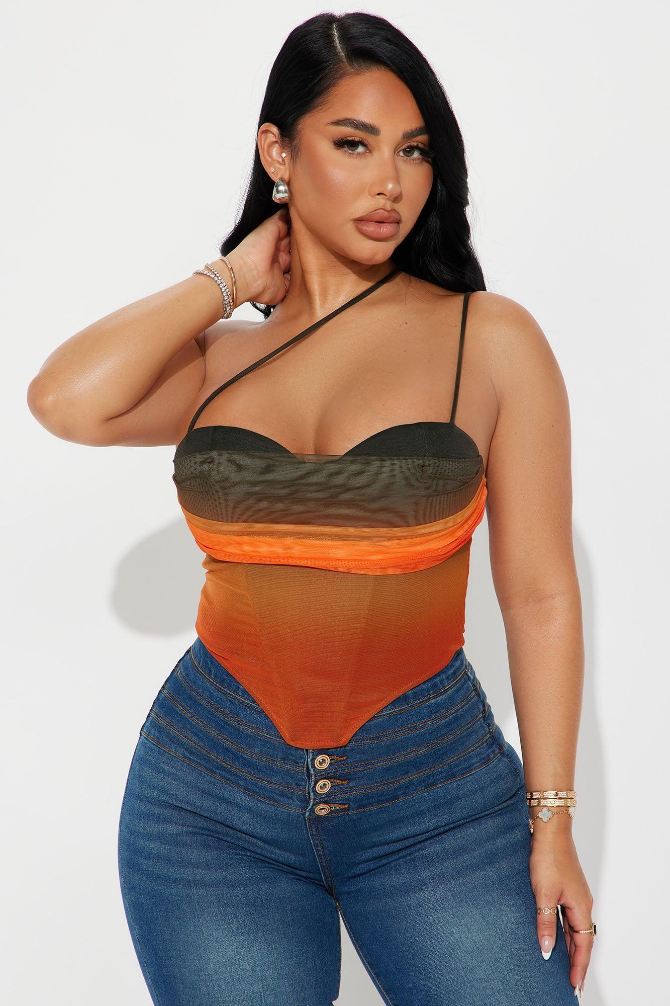 Summer Sunset Mesh Corset Top - Orange/combo Product Image