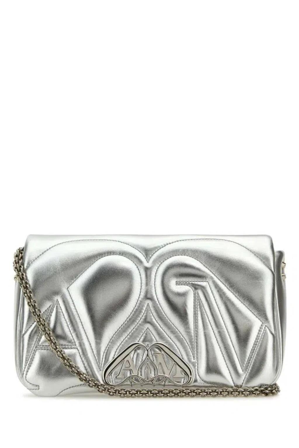 ALEXANDER MCQUEEN Mini Seal Logo Plaque Shoulder Bag In Lightsilver Product Image