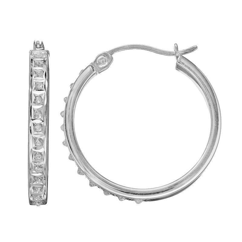 Diamond Mystique Sterling Silver Diamond Accent Hoop Earrings, Womens, 18k Gold Over Silver Product Image