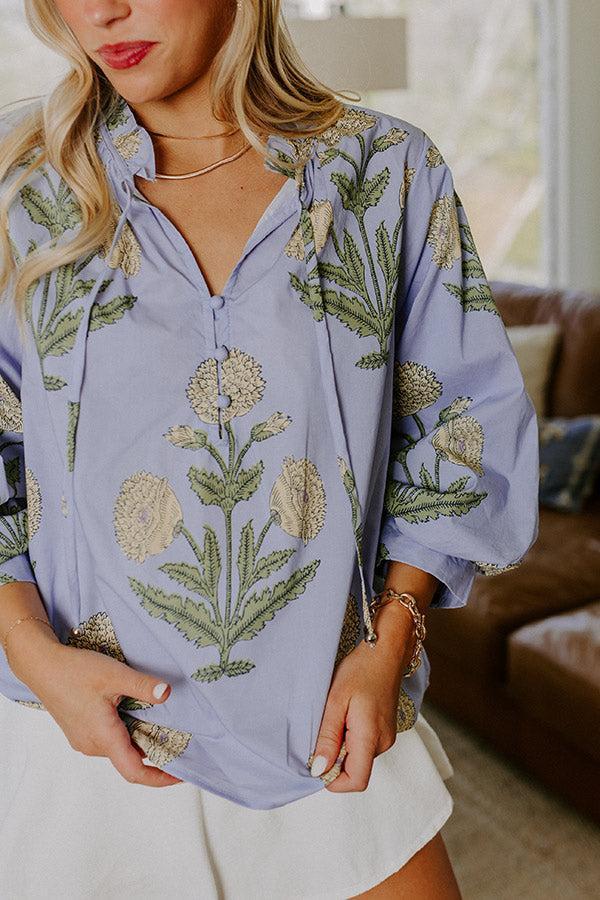 Botanical Brunch Floral Top in Sky Blue Product Image