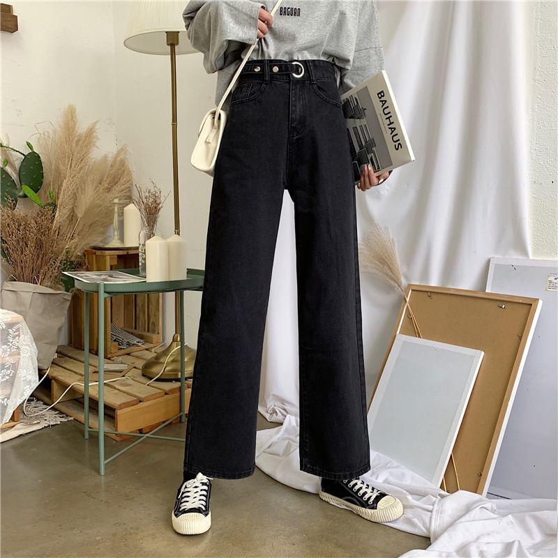 High Rise Straight Leg Jeans Product Image