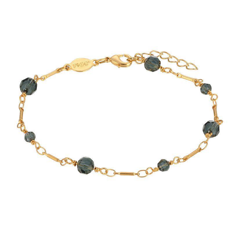 1928 Bead & Bar Chain Anklet, Womens, Gold Tone Blue Product Image