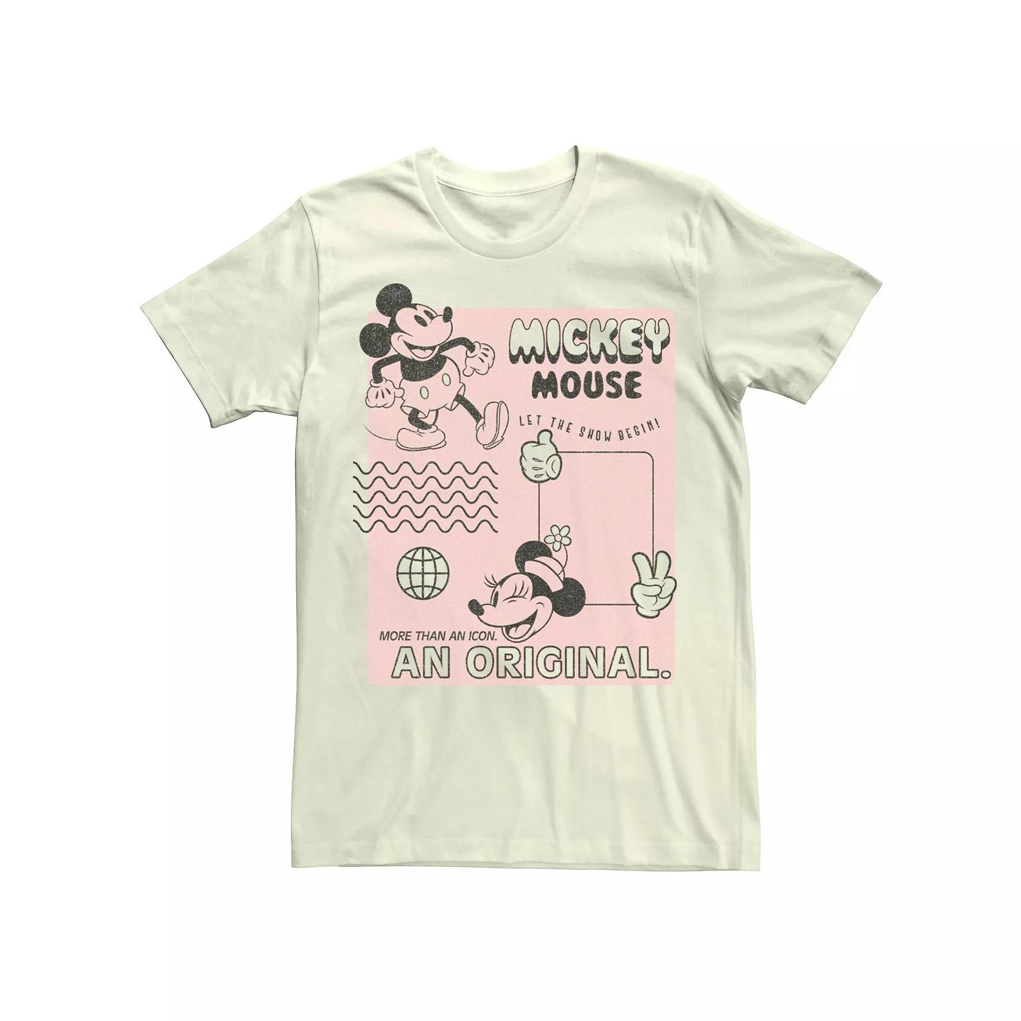 Men's Mickey Classic Orginal Mickey Vintage Poster Tee, Size: 3XL, Natural Product Image