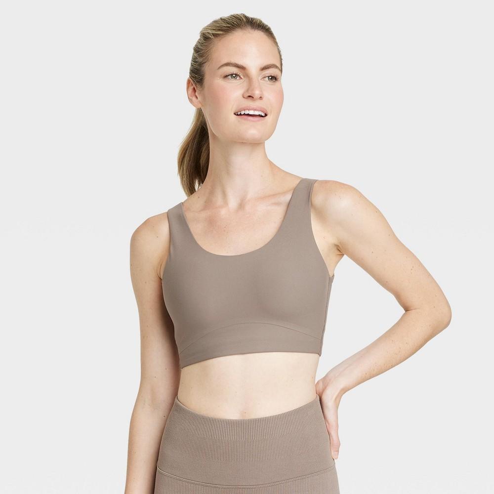 Womens Everyday Soft Medium Support Longline Sports Bra - All In Motion Taupe 4X Product Image