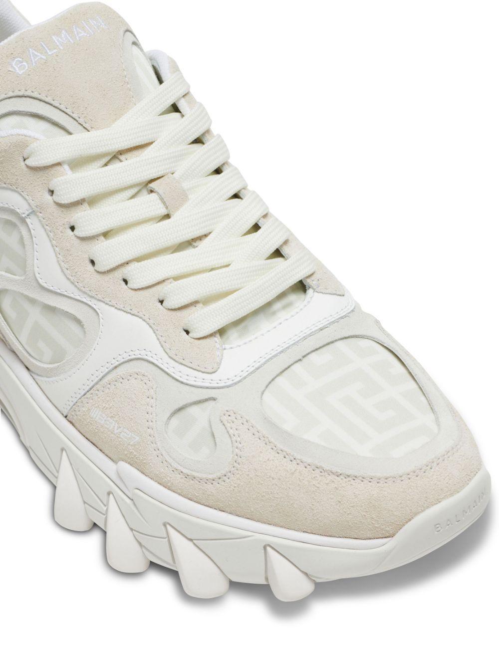 BALMAIN B-east Monogram Sneakers In White Product Image