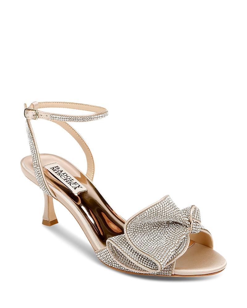 Badgley Mischka Remi Crystal Embellished Ruffle Bow Dress Sandals Product Image